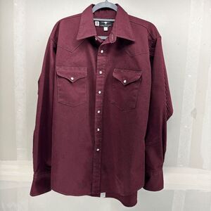 Vintage Flying R Ranchwear Ruddock Pearl Snap Shirt Mens L Workwear Heavy Canvas